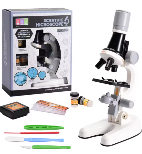 Zoom Children Microscope Biology Lab LED 1200x School Science Experiment Kit Education Scientific Toys Gifts For Kids Scientist
