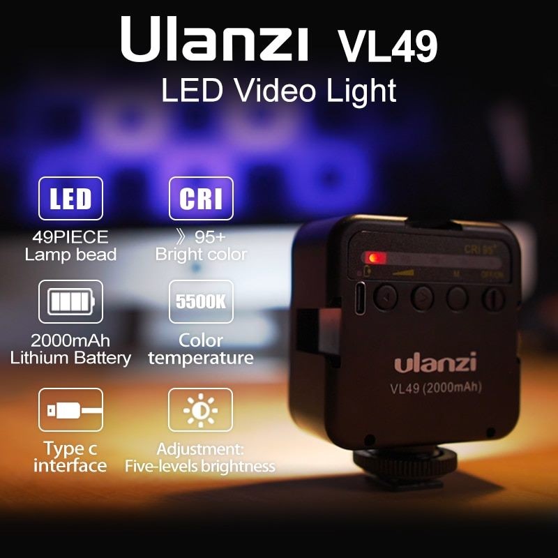 Ulanzi VL49 6W Mini LED Video Office Light 2000mAh 5500K Zoom Lighting (WHITE)