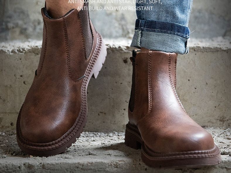 Size 5 -13 Steel Toe Work Shoes Slip On Safety Oiled Leather Boot Puncture Proof