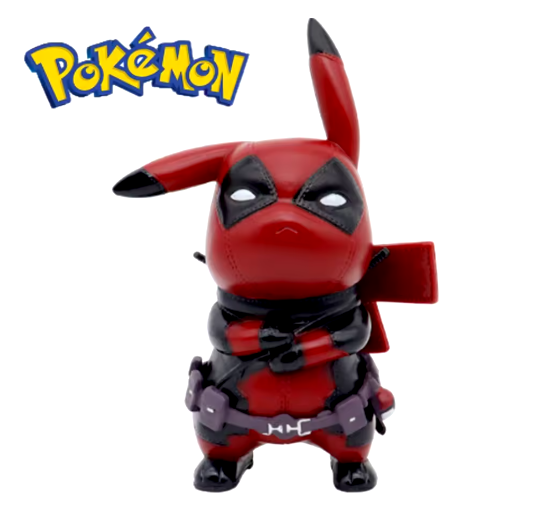 12Cm Marvel Deadpool Pikachu Anime Figuur Randapparatuur Q Editie Pikachu Anime Model Desktop Collectie Decoratie Kinderen Gesch