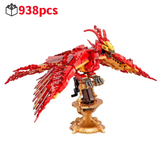 New Magic Movie Owl Fire Phoenix Chinese Fly Divine Beast Building Blocks Bricks Mythical Animal Model Assembled Toy Kid Gifts