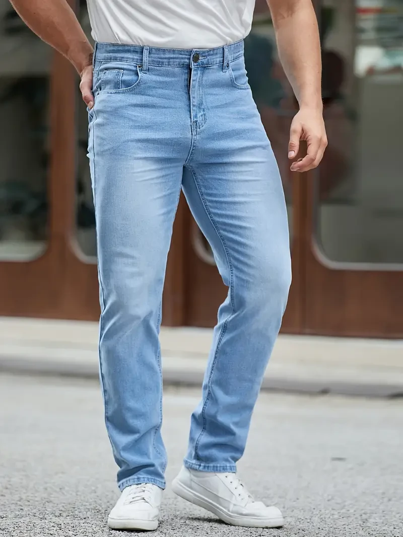 Men's Straight Leg Denim Pants - Classic and Versatile