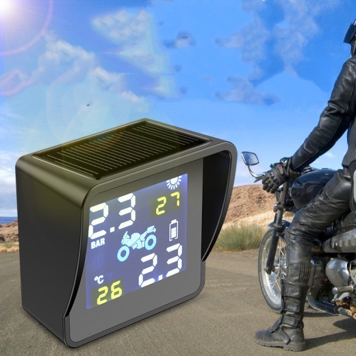 Solar motorcycle tire pressure monitor