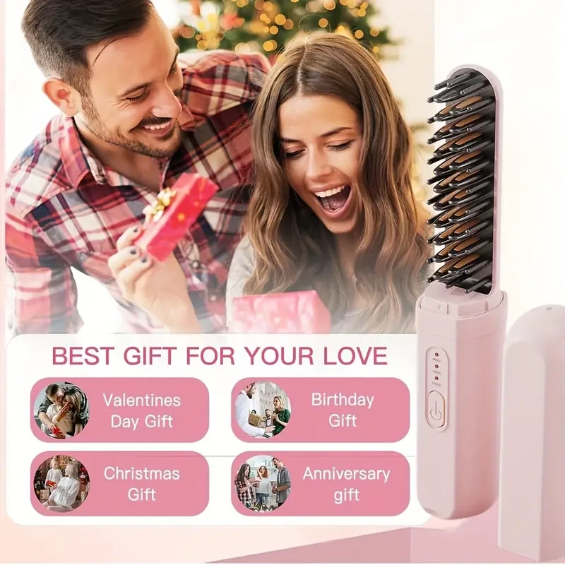 Portable USB Rechargeable Hair Straightening Comb