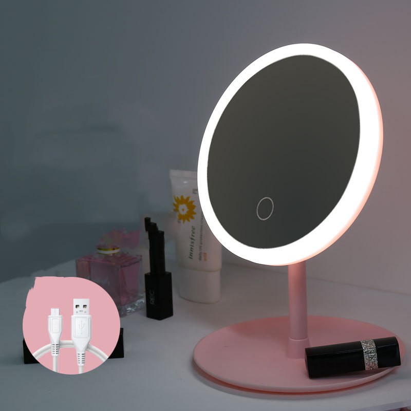 LED Folding Light Compensation Dressing Mirror With Lamp Table