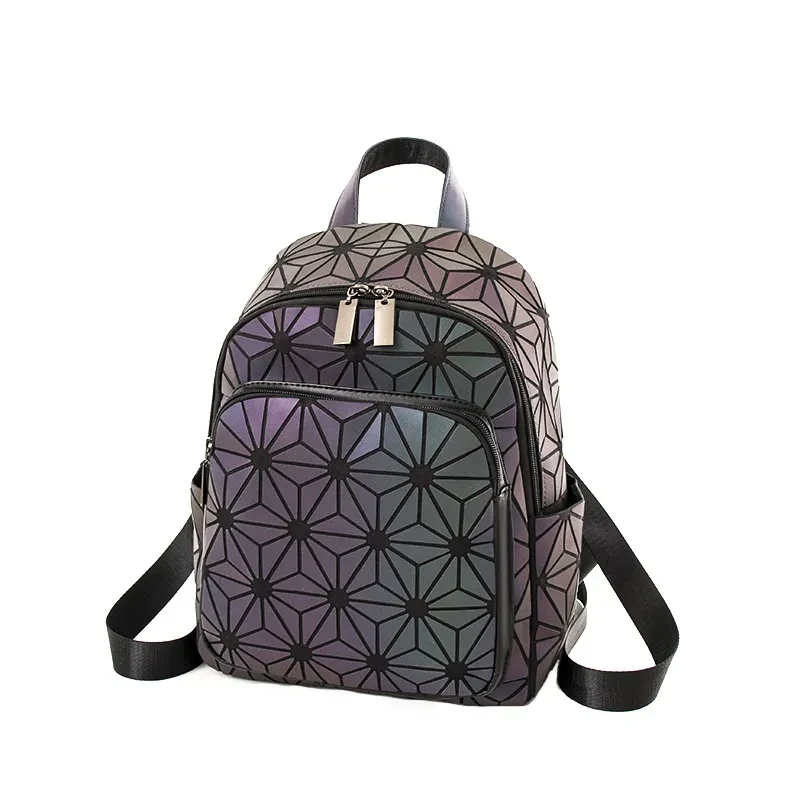 Women's Laser Rhombic Geometry Schoolbag