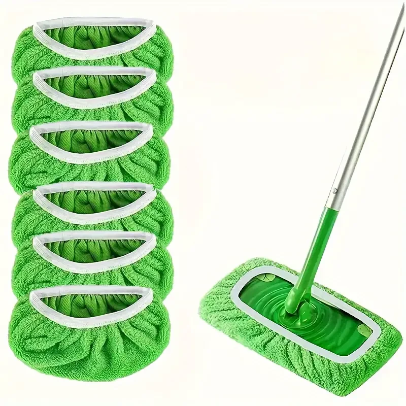 6pcs Reusable Mop Pads - High Absorption for Wet & Dry Cleaning (Mop Not Included)