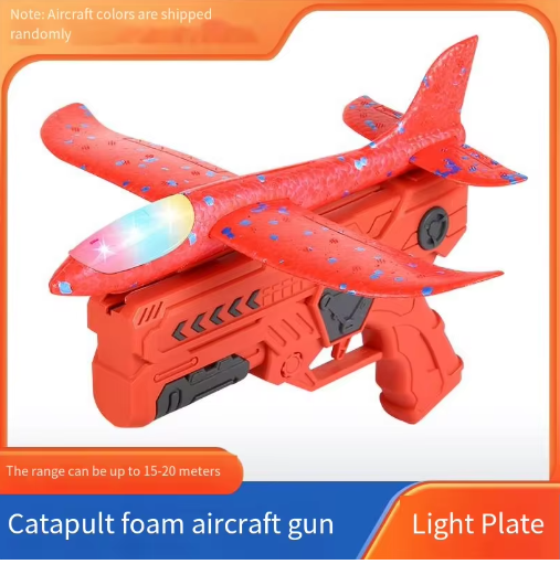 Catapult Foam Plane Gun Fire Outdoor Sports Hand Toss Flying Glider Toy Boys GGirls