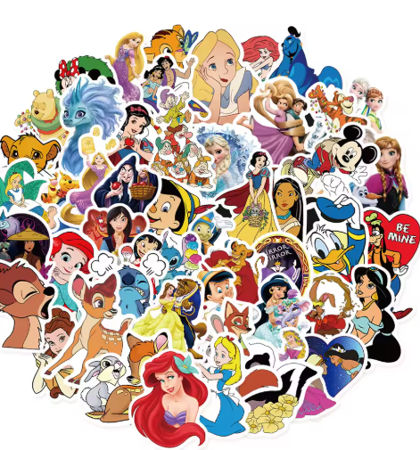50/100pcs Cute Disney Cartoon Mixed Stickers Anna Mickey Graffiti Laptop Skateboard Phone Sticker Toys for Kids Anime Decals