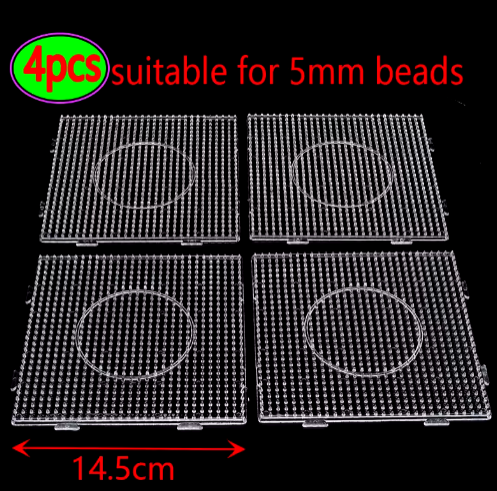 4Pcs/Hama Beads 5.0mm Square Large Pegboards Board for Perler Tool Fuse Beads Square Jigsaw Puzzle Template for Educational Toys