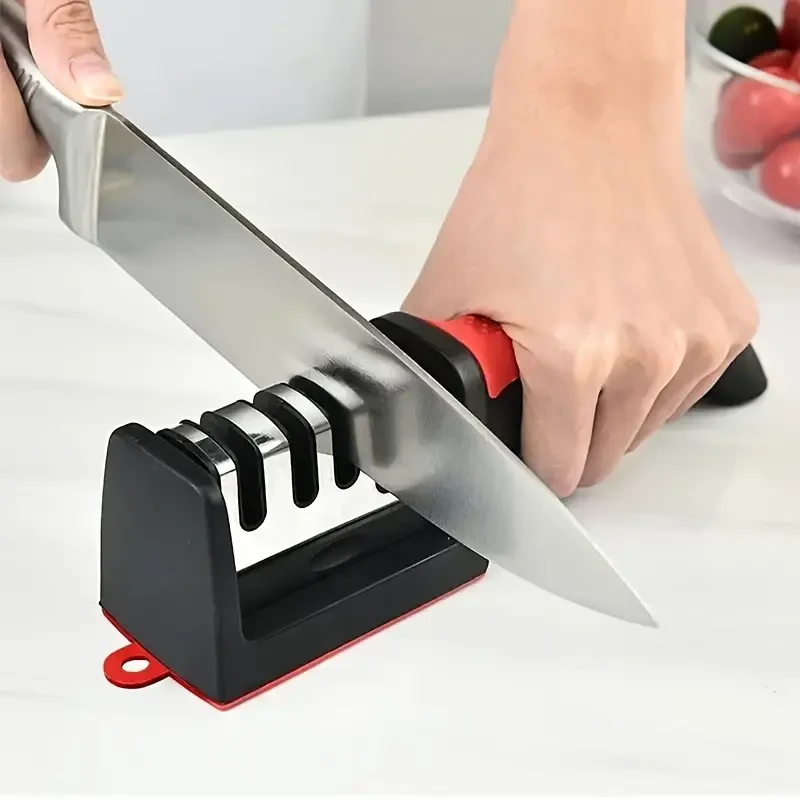 4-Stage Professional Knife Sharpener  Diamond and Ceramic Rods, Safe Design