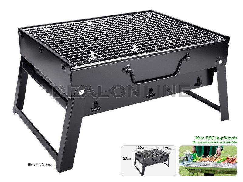 BLACK Portable Briefcase-Size Charcoal BBQ Stove Grill