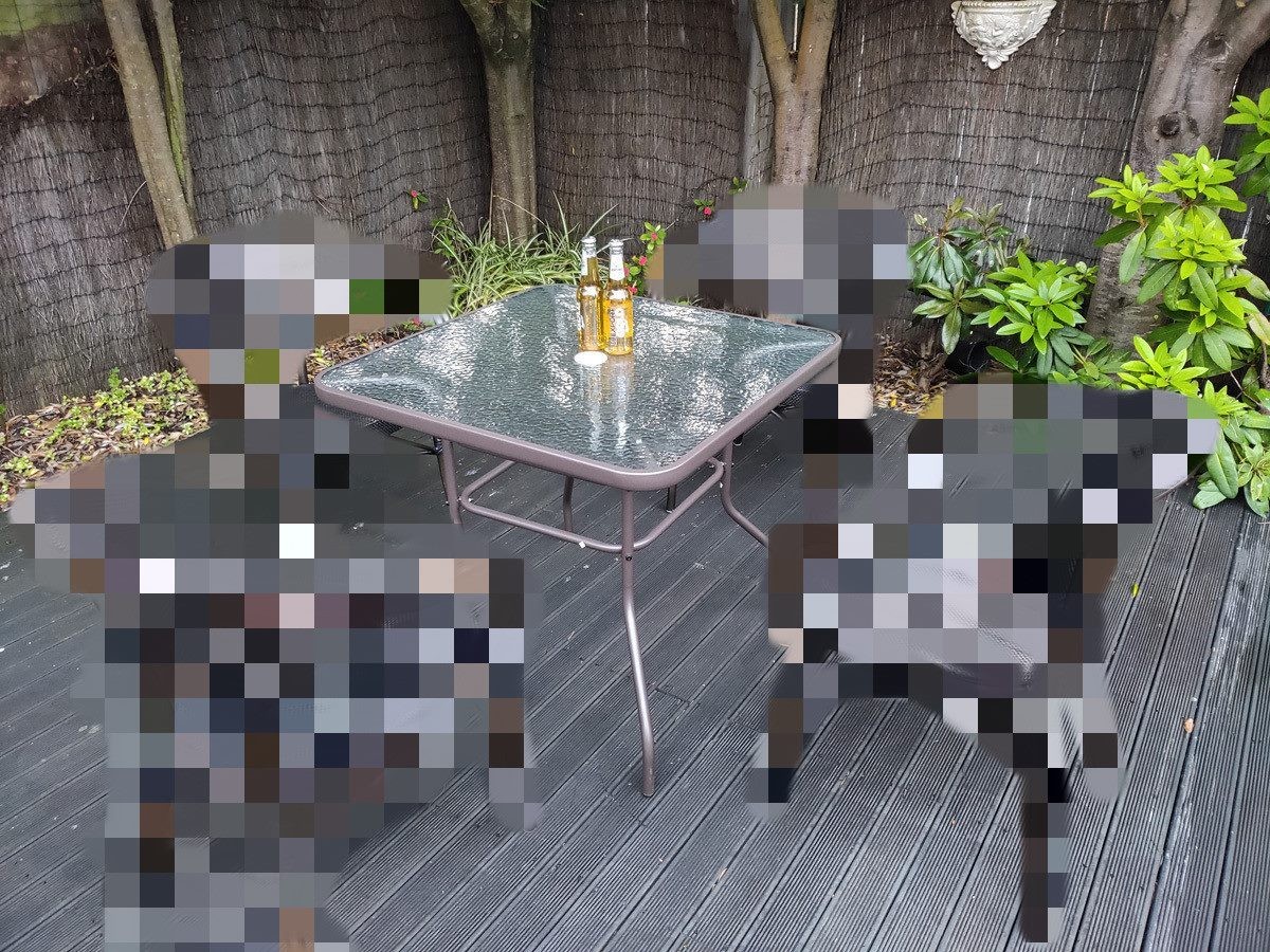 80CM Quality Tempered Glass Square Garden Table