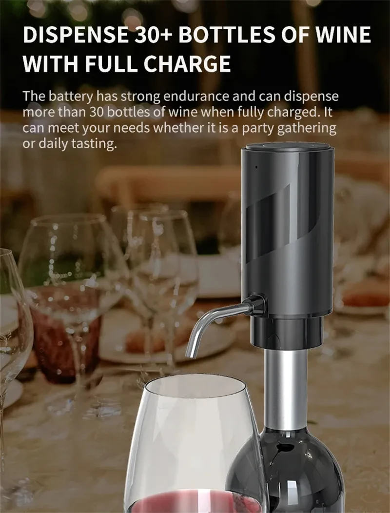 Electric Wine Aerator And Decanter Pump Dispenser Gift One Touch Operating Easy To Use Wine Decanter Kitchen Gadgets