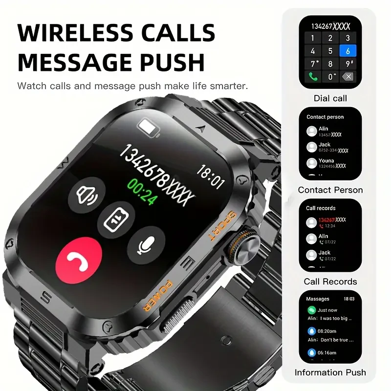 [Popular Choice] Gopanath Men's Smartwatch - Wireless Calling, AI Voice Assistant, IP68 Waterproof, Sports Tracker for Android & for iPhone, 2024, Motion Track