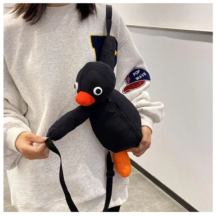 Cartoon Funny Cute Hug Penguin Backpack Personality Plush Doll Children's Single-shoulder Bag