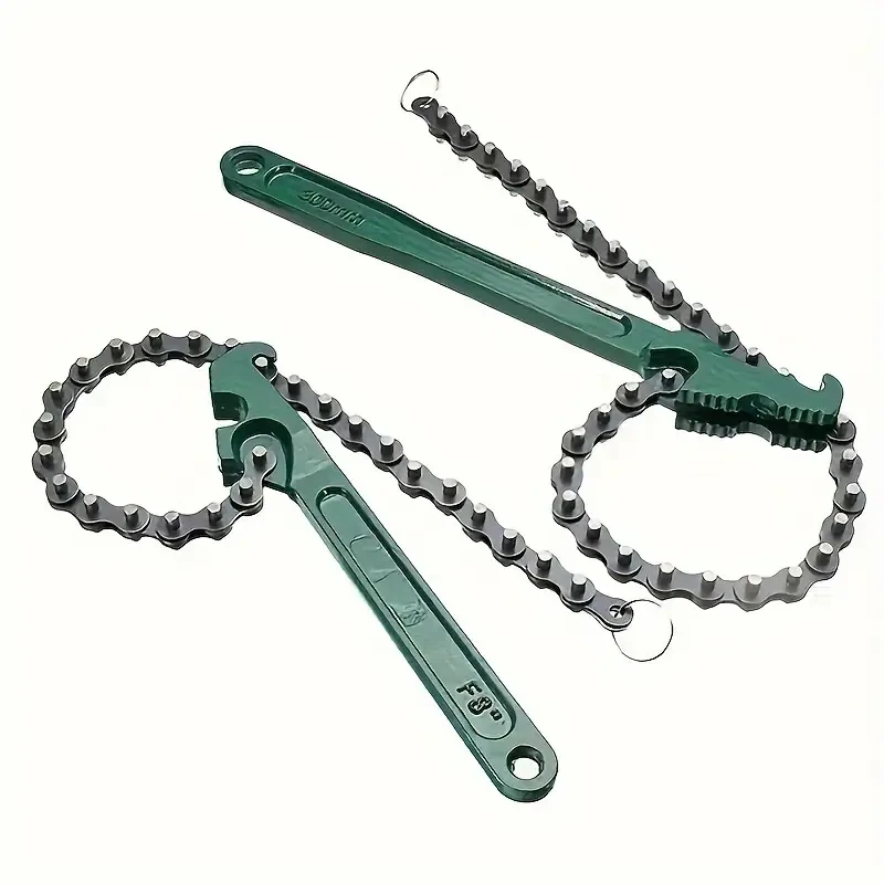 1pc Heavy Duty Chain Wrench Tool, Adjustable Grip Spanner, Ergonomic Handle, Steel Body, for Oil Filter Pipe Fittings Removal, Car Maintenance Tool