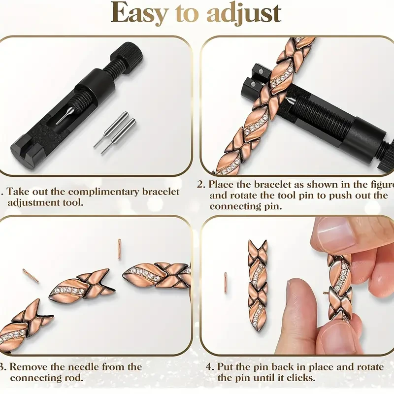 Elegant Pure Copper Bracelet for Women -  Ultra Magnetic with 3500 Gauss Magnets (Includes Sizing Tool)