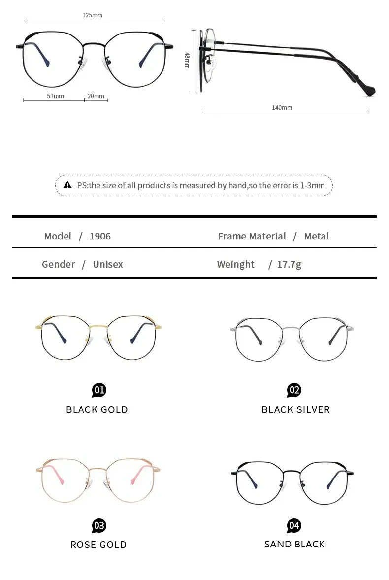 Metal anti-blue light glasses