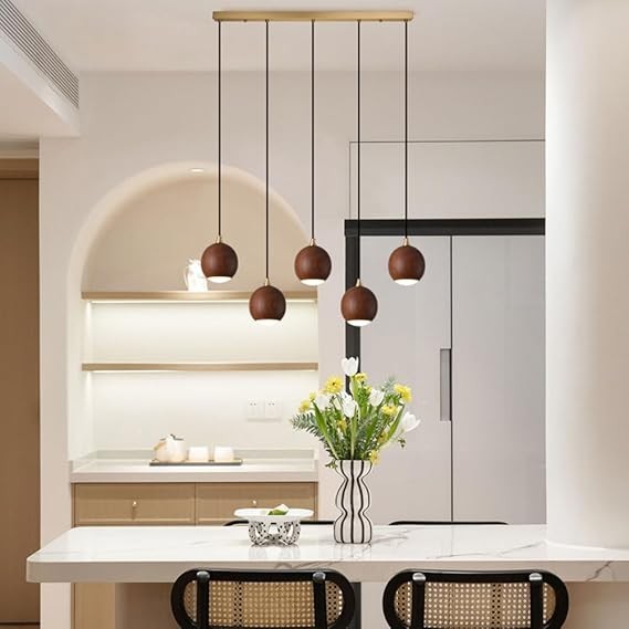 Long-line Light Atmosphere Walnut Solid Wood Chandelier