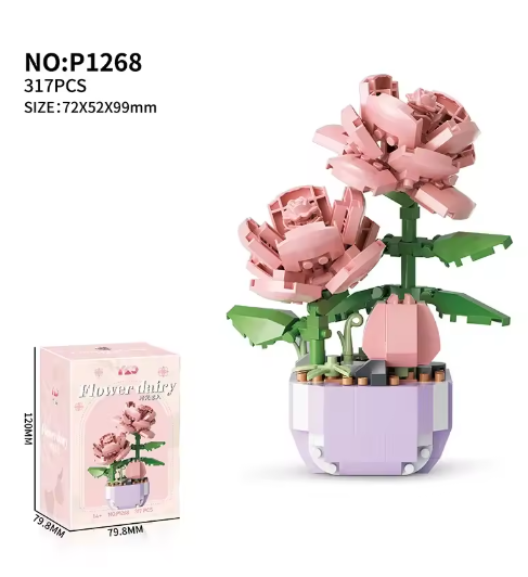 Romantic Flower Building Blocks Everlasting Bonsai Tree Gardens Micro Bricks DIY Potted Plants Model Creative Kids Kits Toys