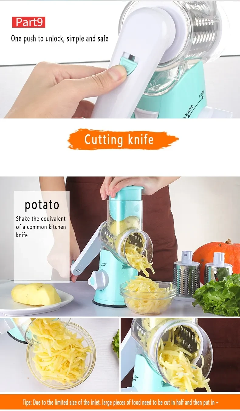 Vegetable Cutter Round Mandoline Slicer Potato Julienne Carrot Grater Cheese
