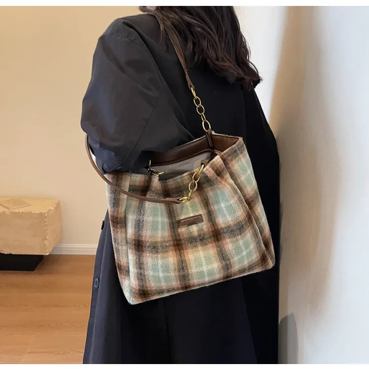 Fashion Personality Plaid Tote Bag For Women