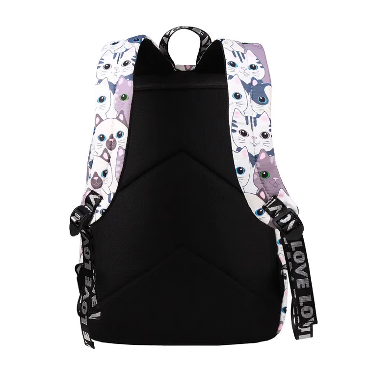 Cartoon Big Head Cat Print Backpack