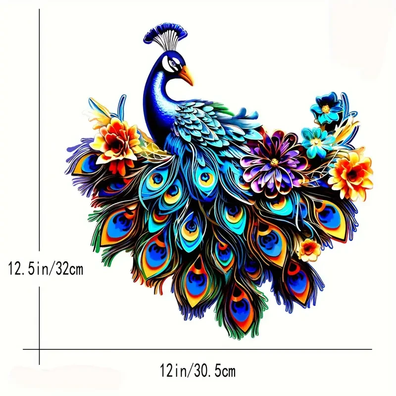 12.6" Metal Peacock Colorful Wall Art