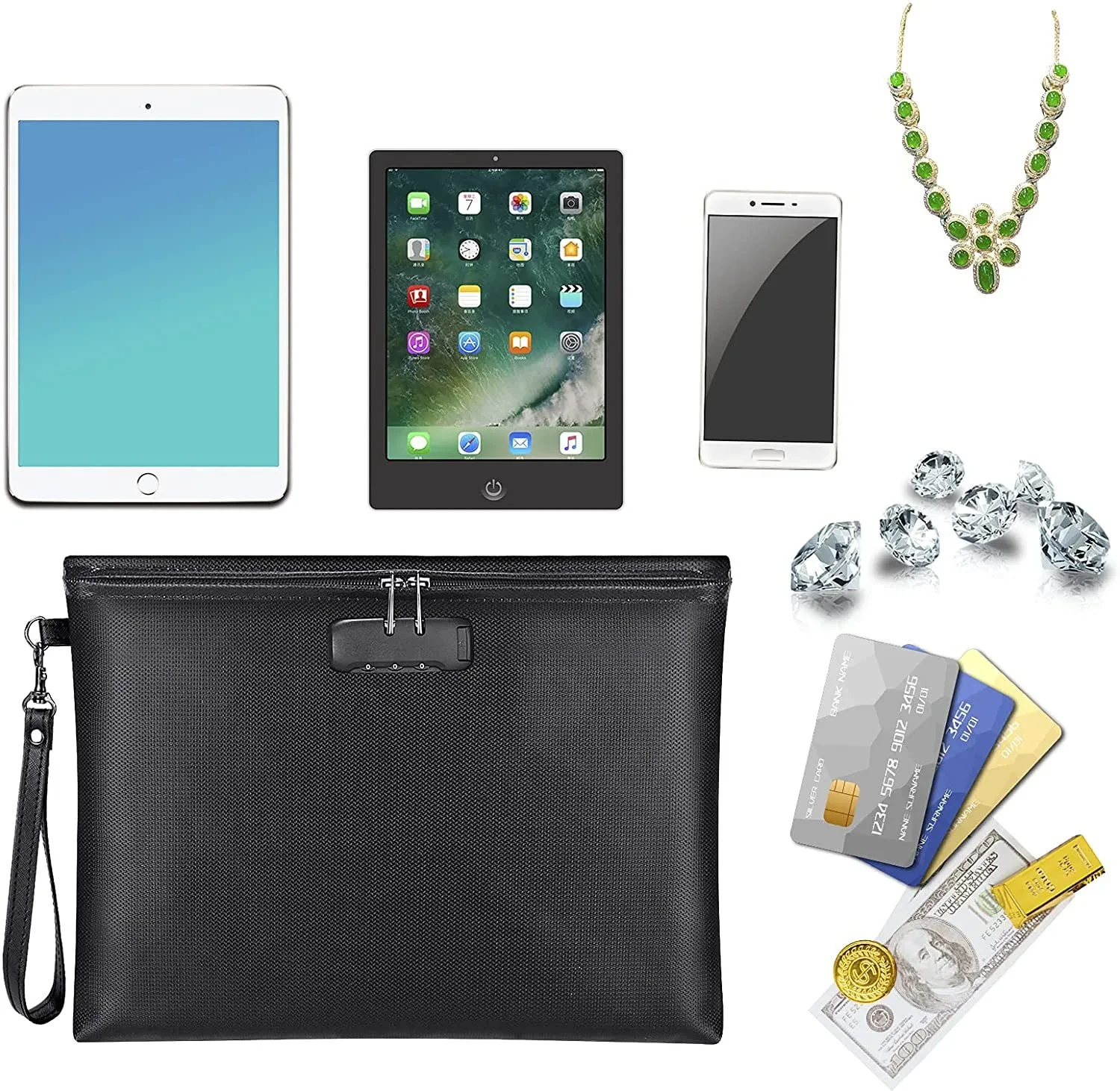 Zippered File Bag Liquid Silicone Fire Protection Data File Buggy Bag