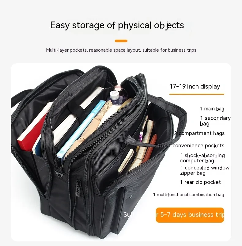 Large Capacity Briefcase Men's Business Canvas Portable