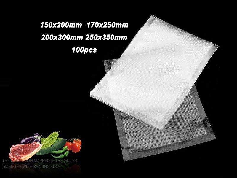 100pcs Vacuum Sealer Bags Pre-cut Food Storage Saver Bags Size XS-L