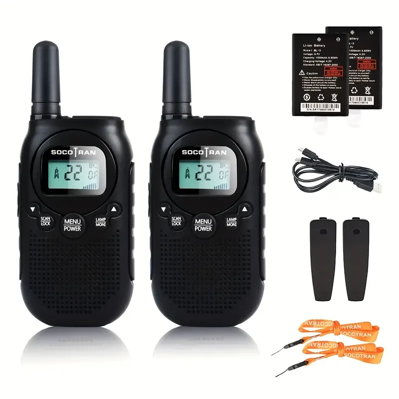 Rechargeable Walkie Talkies For Adults Long Range 5 Miles USB Charger 22CH VOX Flashlight LCD FRS Two Ways Radio Rechargeable Li-ion Battery 2 Packs For Christmas Gift Camping Family Road Trip Hiking Walky Talky