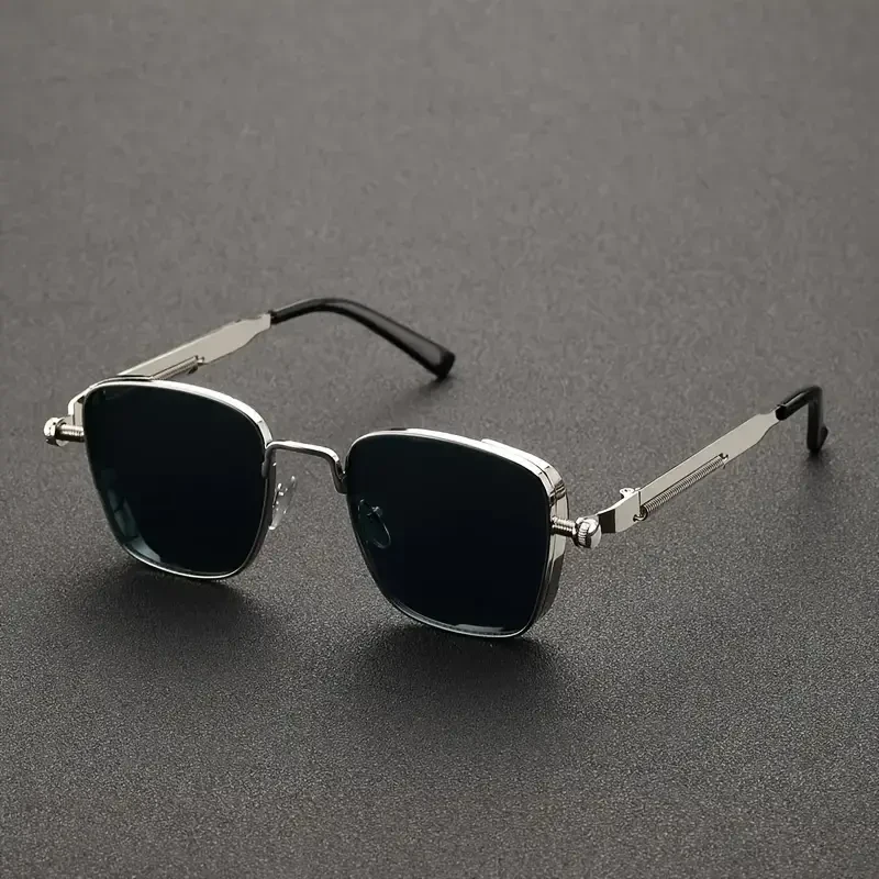 Retro Steampunk Silvery Square Metal Frame Fashion Glasses