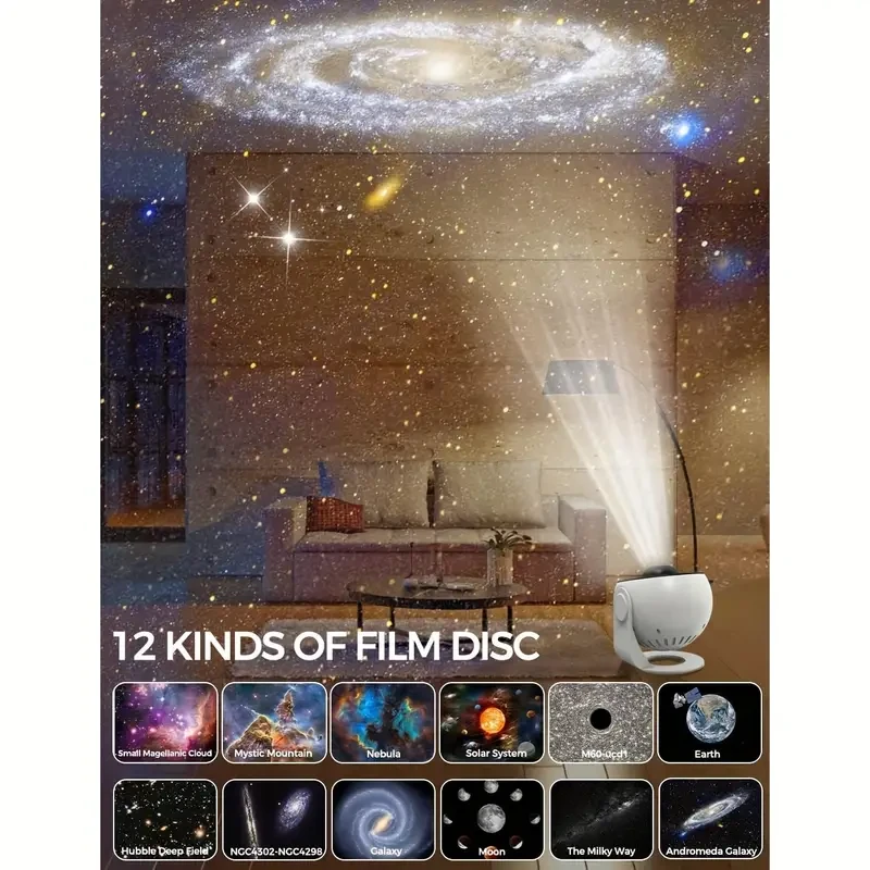 13-in-1 Galaxy Star Projector - 360 Rotating Nebula Lamp