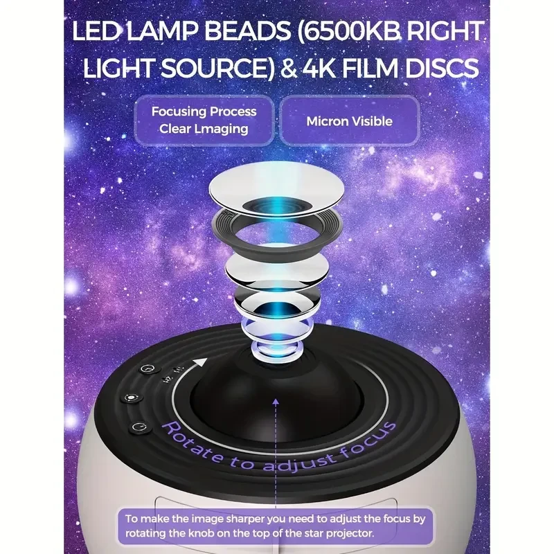 13-in-1 Galaxy Star Projector - 360 Rotating Nebula Lamp