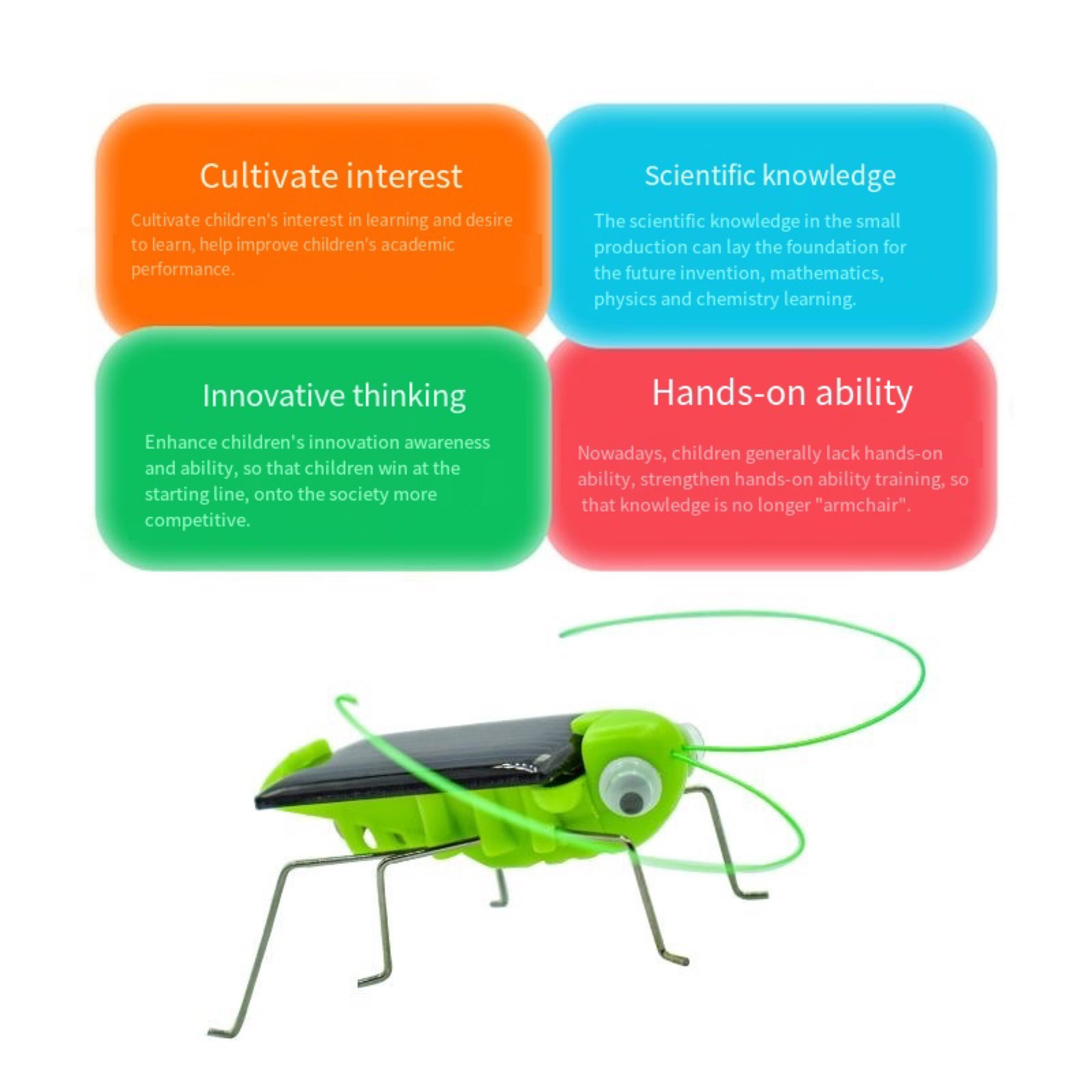 Solar Grasshopper Toy Puzzle  Eco-Friendly Solar-Powered Insect Toy for Kids