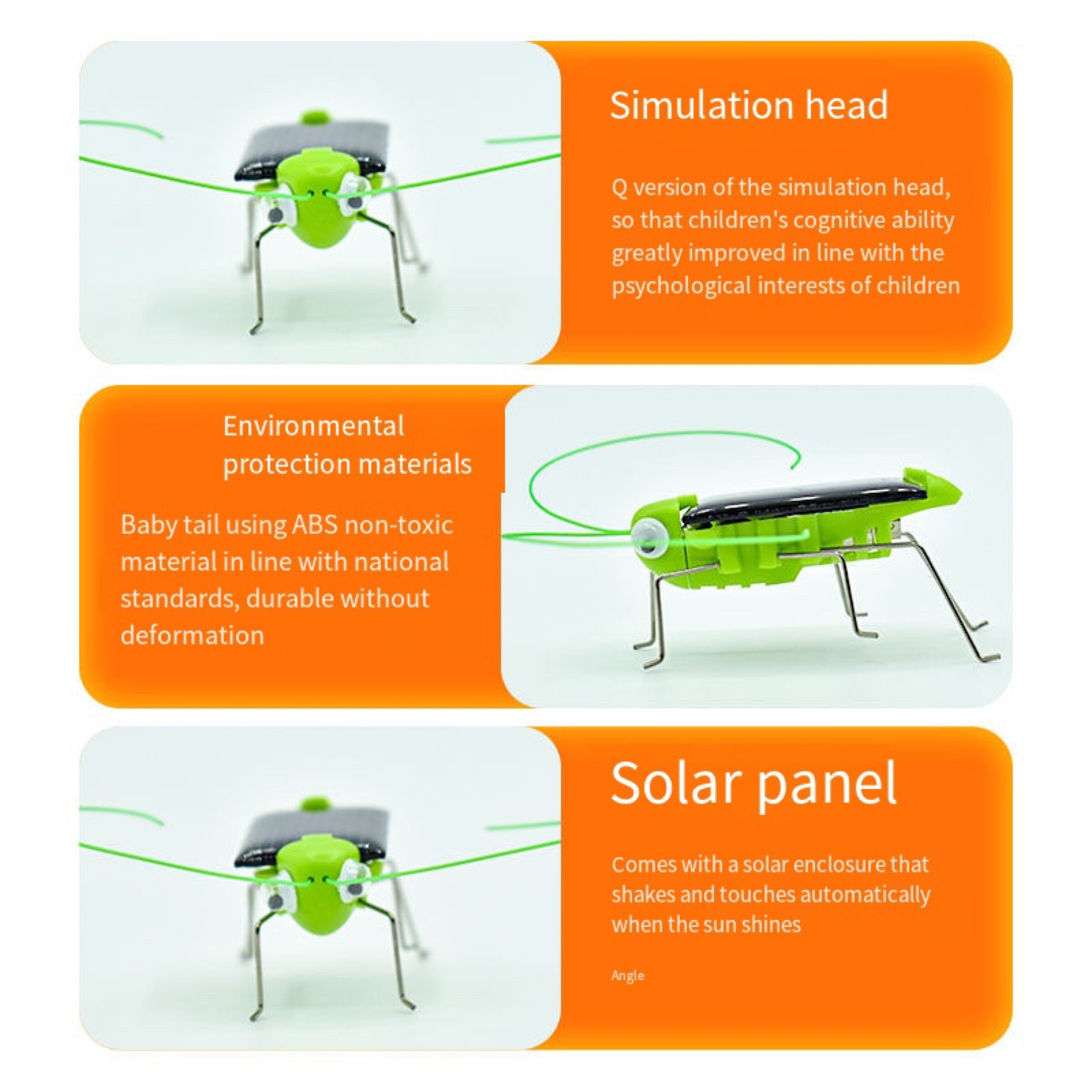 Solar Grasshopper Toy Puzzle  Eco-Friendly Solar-Powered Insect Toy for Kids
