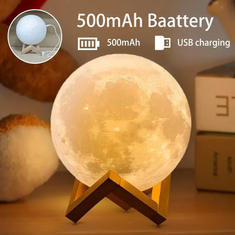 Rechargeable Moon Lamp - Remote & Touch Control, Dimmable Night Light