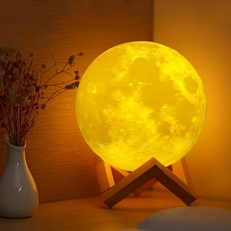 Rechargeable Moon Lamp - Remote & Touch Control, Dimmable Night Light