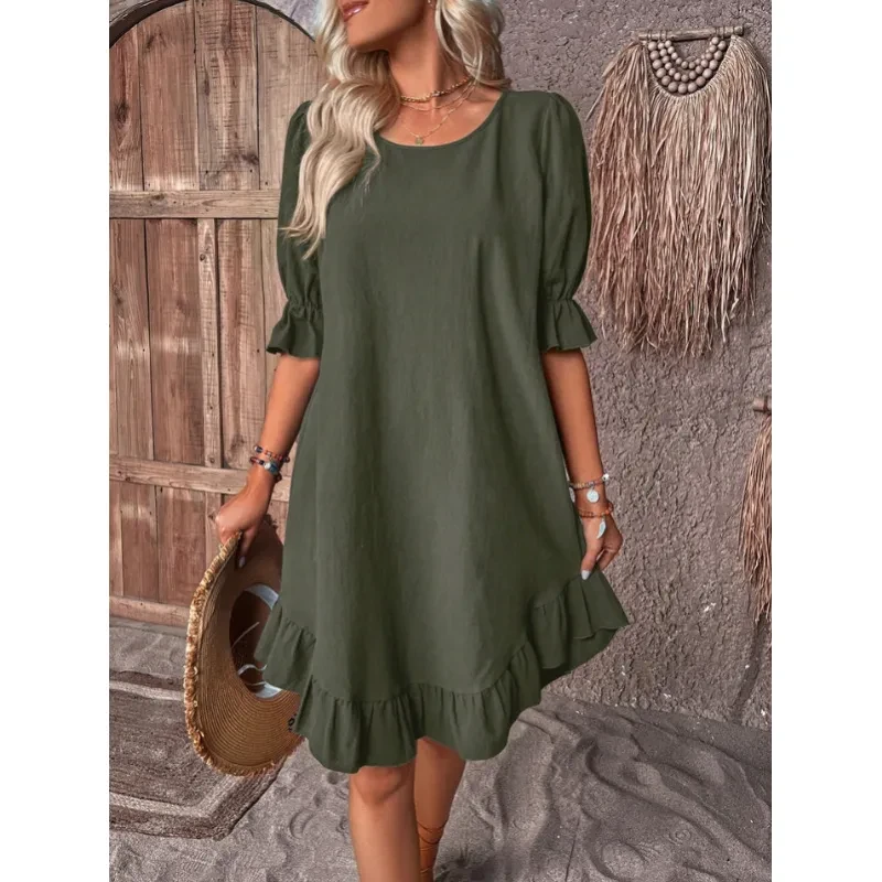 Fashion Ruffle Short-sleeved Dress