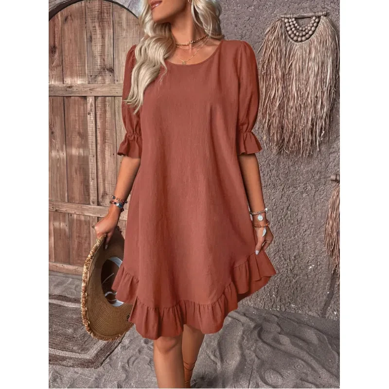 Fashion Ruffle Short-sleeved Dress