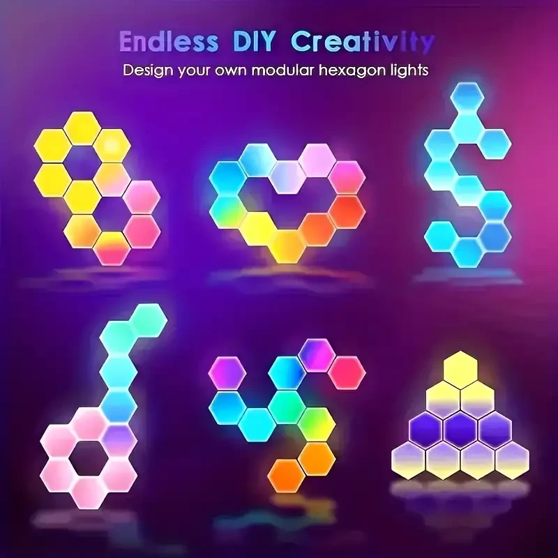 Hexagon LED Wall Lights - Touch-Sensitive Modular RGB Lamps