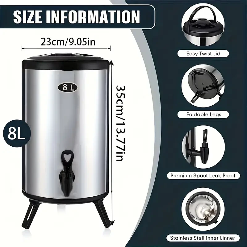 Versatile Large-Capacity Insulated Beverage Dispenser - Perfect for Hot & Cold Drinks, Ideal for Coffee, Tea, Beer - Essential for Parties, Travel & Home Use