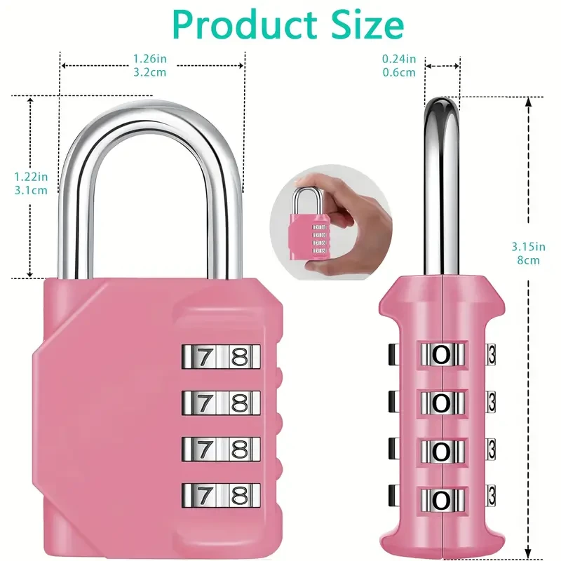 2 Pack 4 Digit Combination Padlock - Waterproof Zinc Alloy Resettable Lock