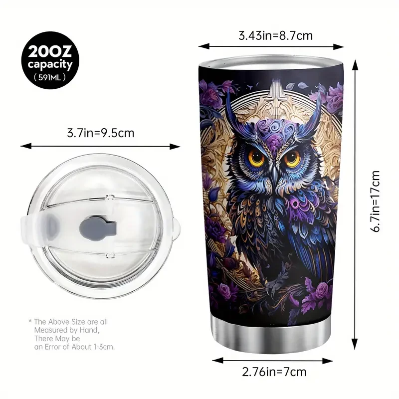 Owl Painting 20oz Tumbler - Vacuum Insulated Travel Mug with Lid