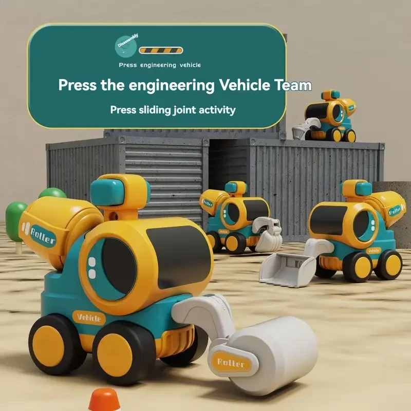 4-Pack Press and Go Engineering Vehicle Playset