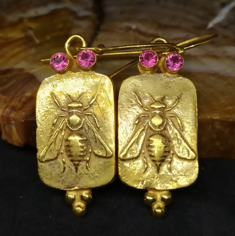 Retro Insect Bee Jewel Earrings