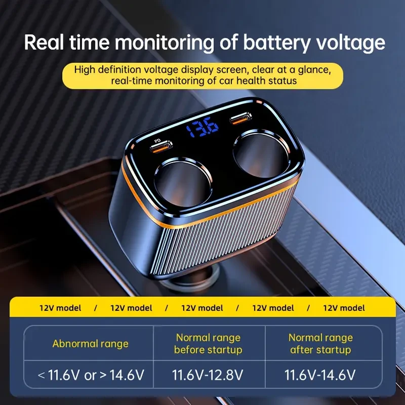 JaJaBor 45W PD Fast Car Charger with Dual USB Ports, Adjustable Angle, Smart Voltage Detection - Super-Fast Charging for Phones