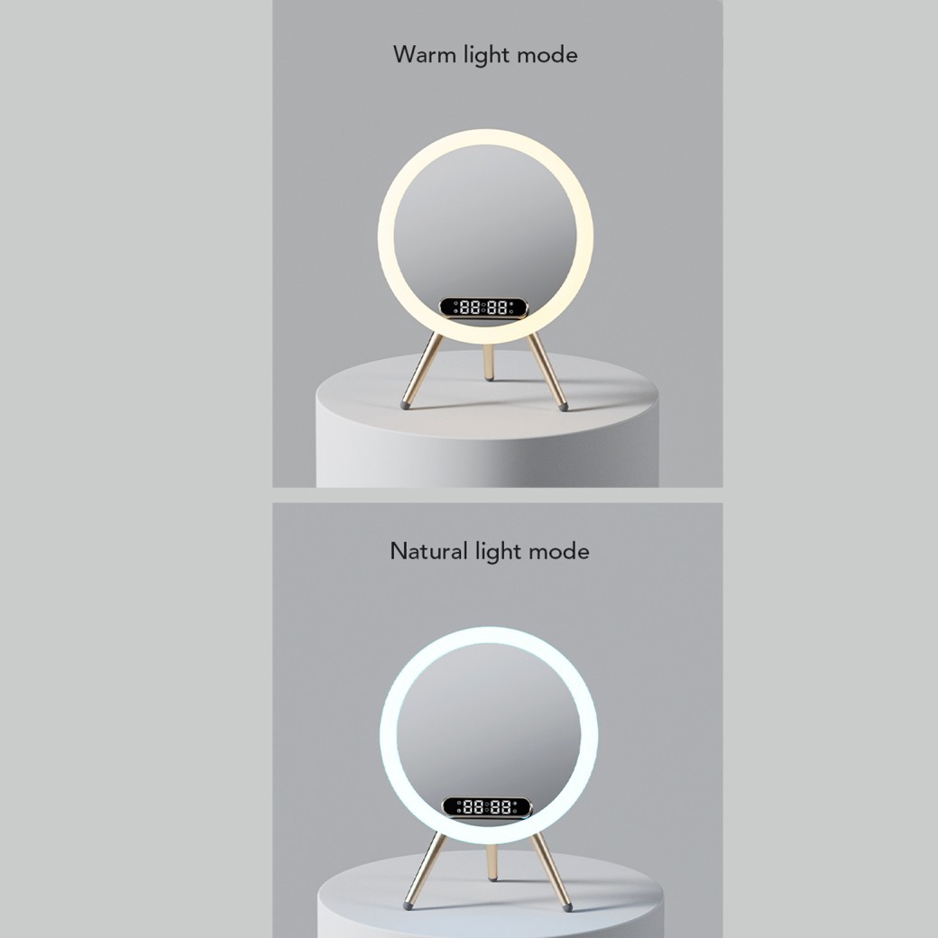 New Multi -function LED Mirror Alarm Clock Wireless Charger Digital Clock Time USB Table Clock